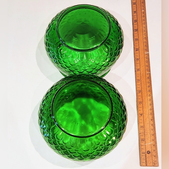 Set Of 2 green glass bowl vases. By E.O. Brody Cleveland Ohio - Picture 8 of 8